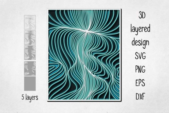 3D Layered Line Art for Laser Cutting Wall Decor
