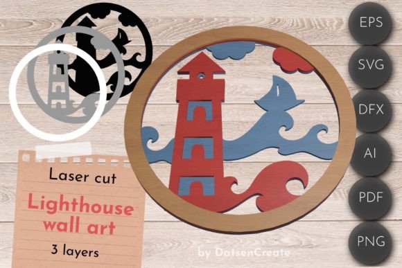 3D Lighthouse Wall Art: Laser Cutting & Decor