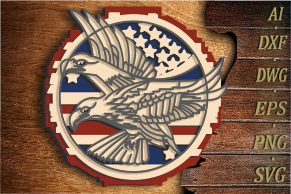 American Eagle 3d Layered Mandala SVG for Laser Cutting & Wall Decor