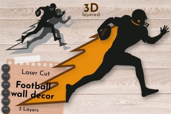 American Football 3D Layered SVG, Sport Review