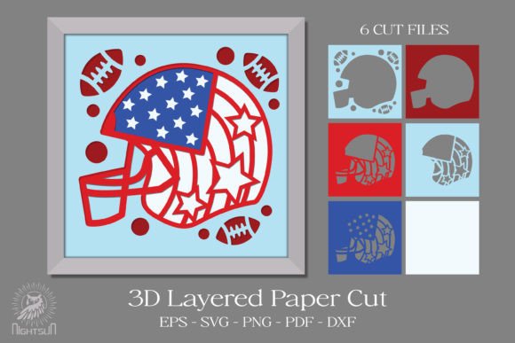 American Football 3D Paper Cut for Laser Cutting