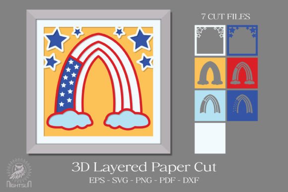 American Rainbow 3D Layered Paper Cut for Laser Cutting