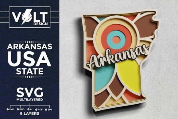 Arkansas State 3D SVG for Laser Cutting & Wall Decor