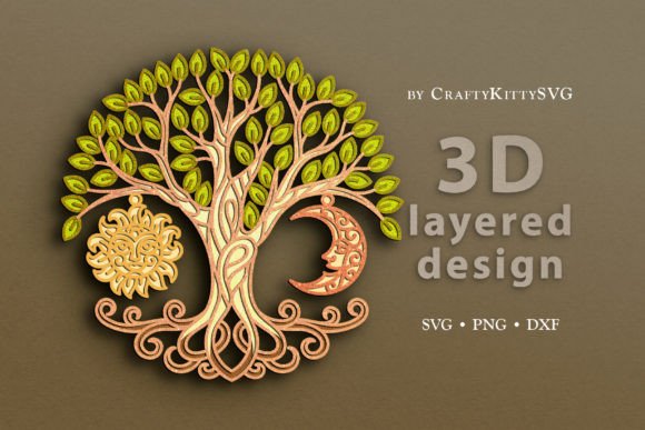 Boho Family Tree 3D SVG for Laser Cutting Wall Decor