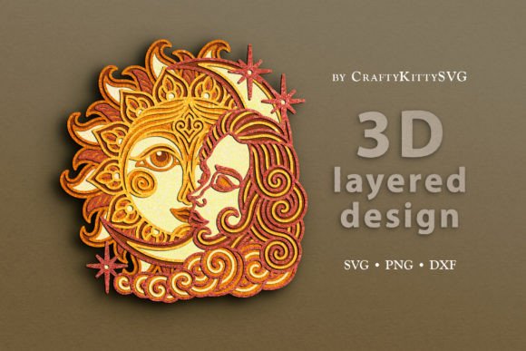 Boho Sun Moon SVG for Laser Cutting Wall Decor