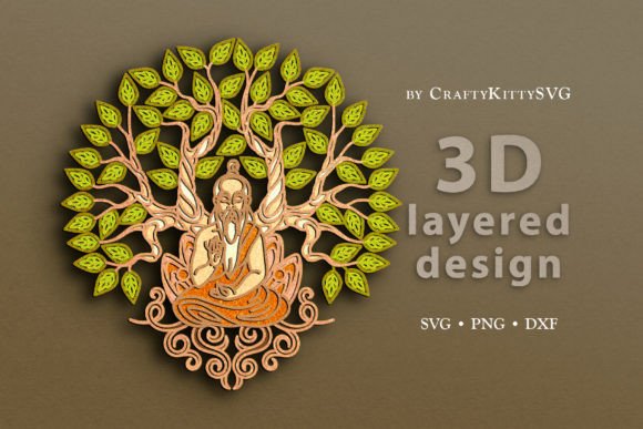 Buddha Yoga Tree SVG for Laser Cutting & Wall Decor