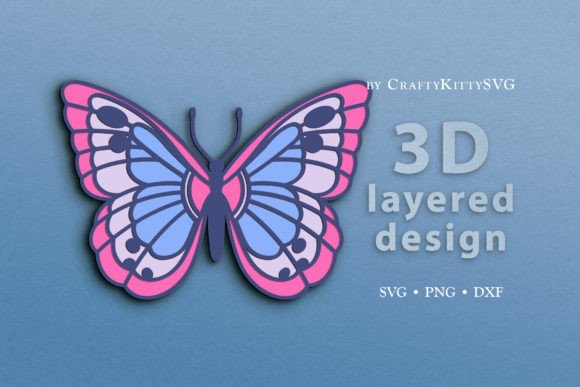 Butterfly 3D Layered SVG for Laser Cutting Wall Decor