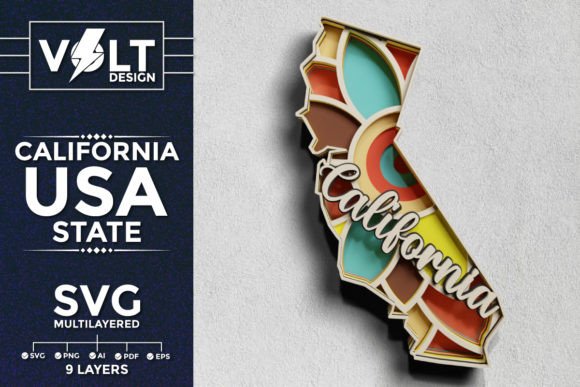California State 3D SVG for Laser Cutting & Wall Decor
