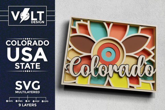 Colorado State 3D SVG for Laser Cutting & Wall Decor