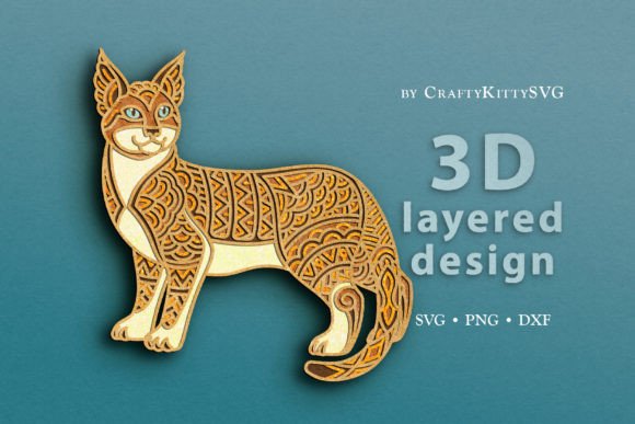 Egyptian Mau Cat 3D Layered SVG for Laser Cutting