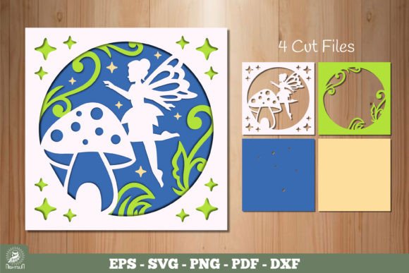Fairy and Mushroom Layered Papercut SVG for Laser Cutting