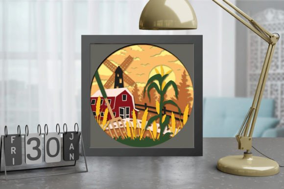 Farm Shadow Box SVG for Laser Cutting Wall Decor