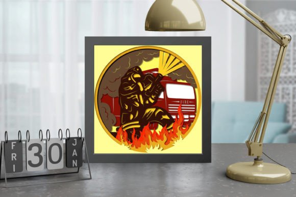 Firefighter Shadow Box SVG for Laser Cutting