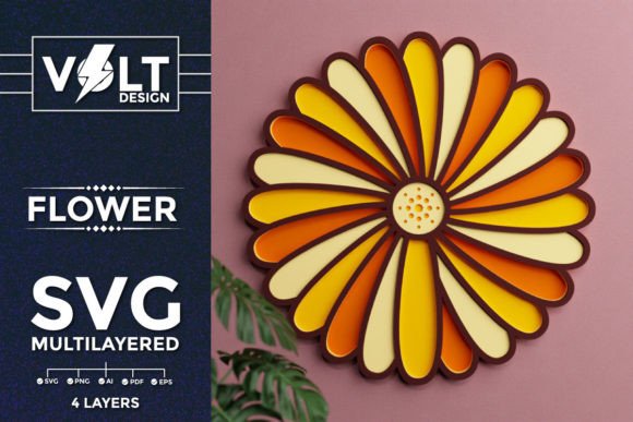 Flower 3d Multilayered SVG for Laser Cutting Wall Decor