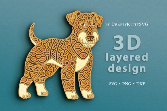 Lakeland Terrier 3D Layered SVG for Laser Cutting Wall Decor