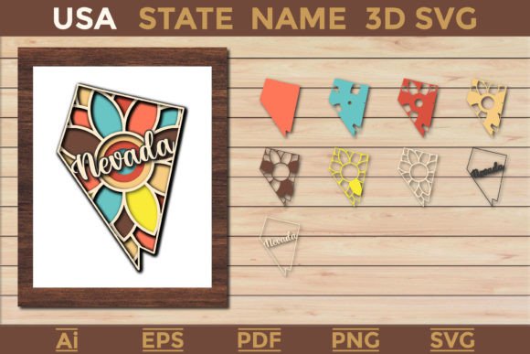 Nevada USA State 3d SVG for Laser Cutting Wall Decor