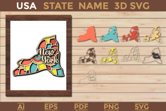 New York USA State 3d SVG Paper Cut for Laser Cutting