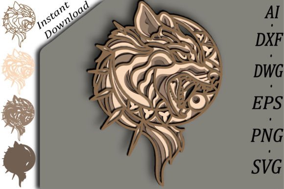 Night Wolf SVG for Laser Cutting Wall Decor
