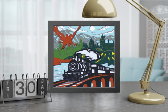 Old Train Shadow Box SVG for Laser Cutting