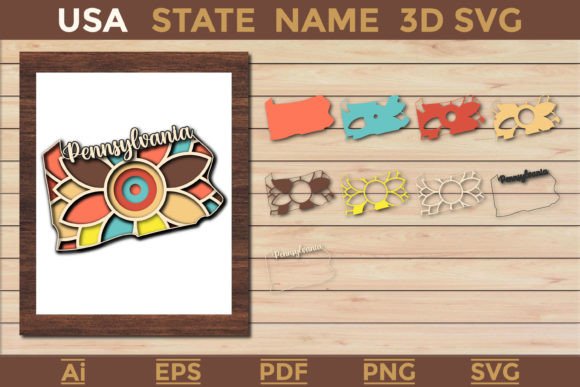 Pennsylvania State 3D SVG for Laser Cutting & Wall Decor