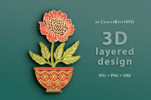 Peony Flower 3D SVG for Laser Cutting & Wall Decor