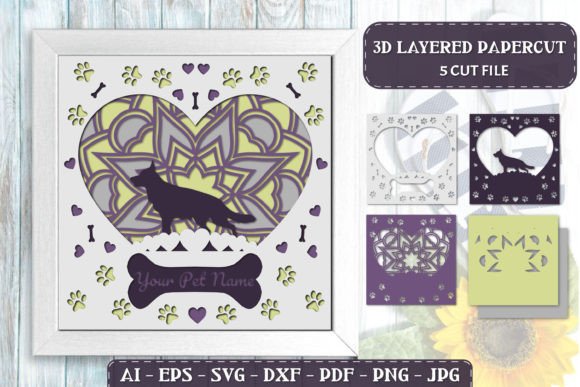 Pet Dog 3D Layered Papercut: Laser Cutting Wall Decor