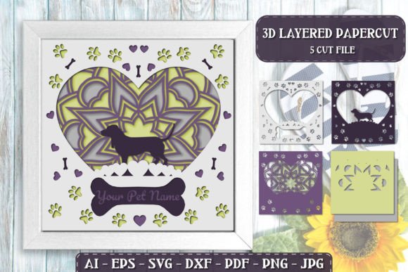 Pet Dog 3D Papercut Basset Hound for Laser Cutting