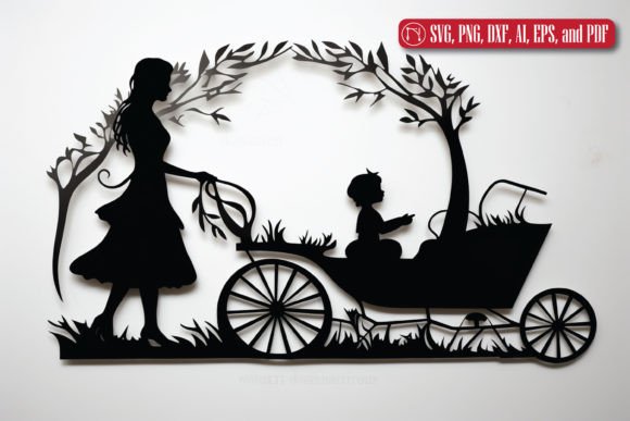 Pram New Baby SVG for Laser Cutting & Wall Decor