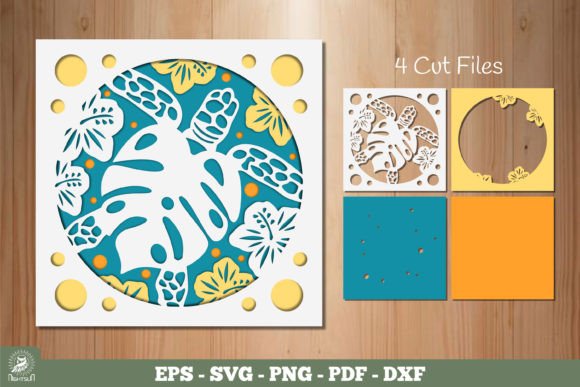 Sea Turtle Papercut SVG for Laser Cutting Wall Decor