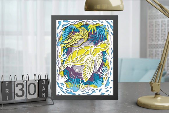Sea Turtle Shadow Box SVG for Laser Cutting Wall Decor