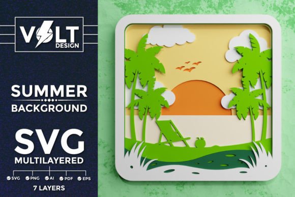 Summer Background 3D SVG for Laser Cutting & Wall Decor