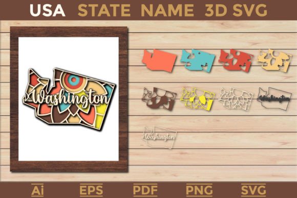 Washington State 3D SVG for Laser Cutting & Wall Decor